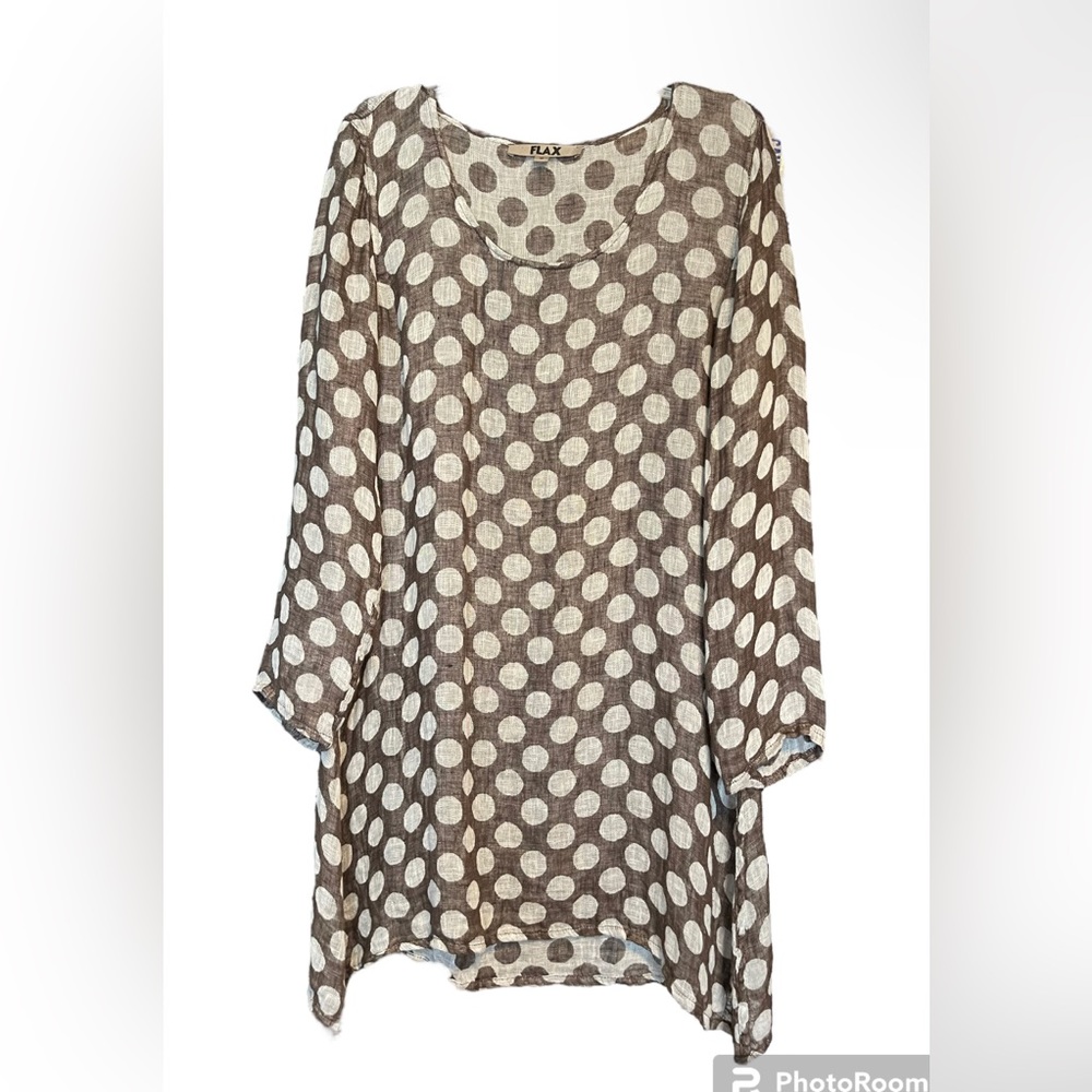 Flax Brown Polka Dot Midi Dress